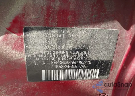 2011 Hyundai Elantra Gls (Ulsan Plant) из США, поврежденный, VIN KMHDH4AE5BU093228